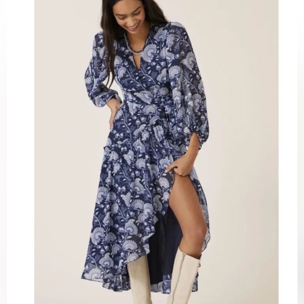 ANTHROPOLOGIE HUTCH NWT Geo Wrap Maxi Dress size large